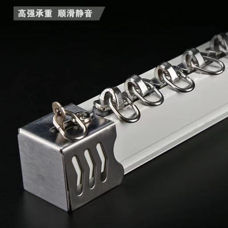 加厚铝合金罗马杆单杆双杆简约现代静音轨道送配件象牙白窗帘杆