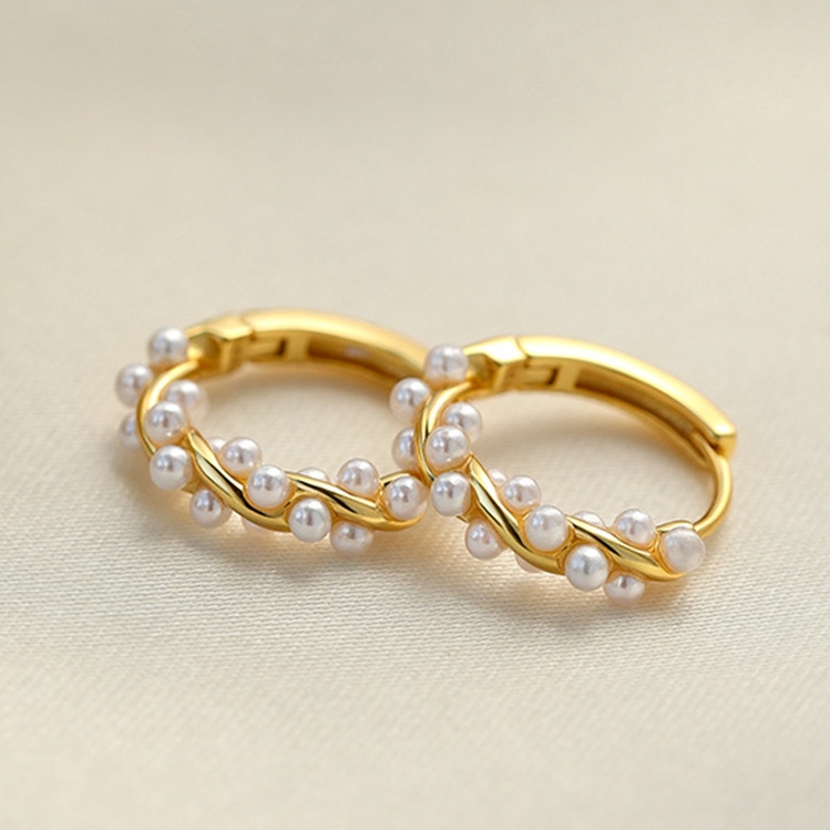 铜合金耳饰 133小米珠耳环小巧圈圈耳扣简约百搭耳饰