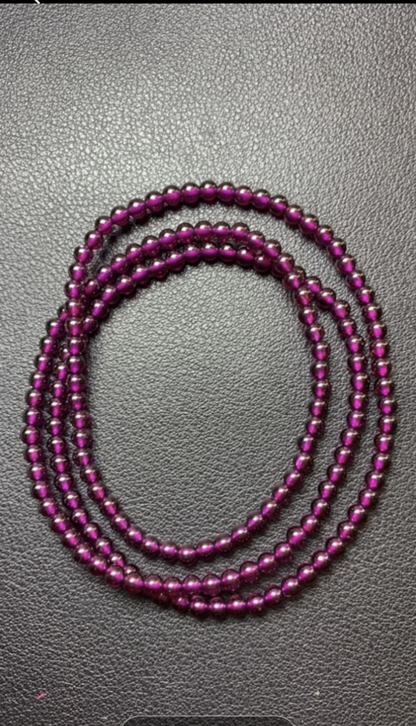 天然石榴石紫牙乌卡4MM3圈手链