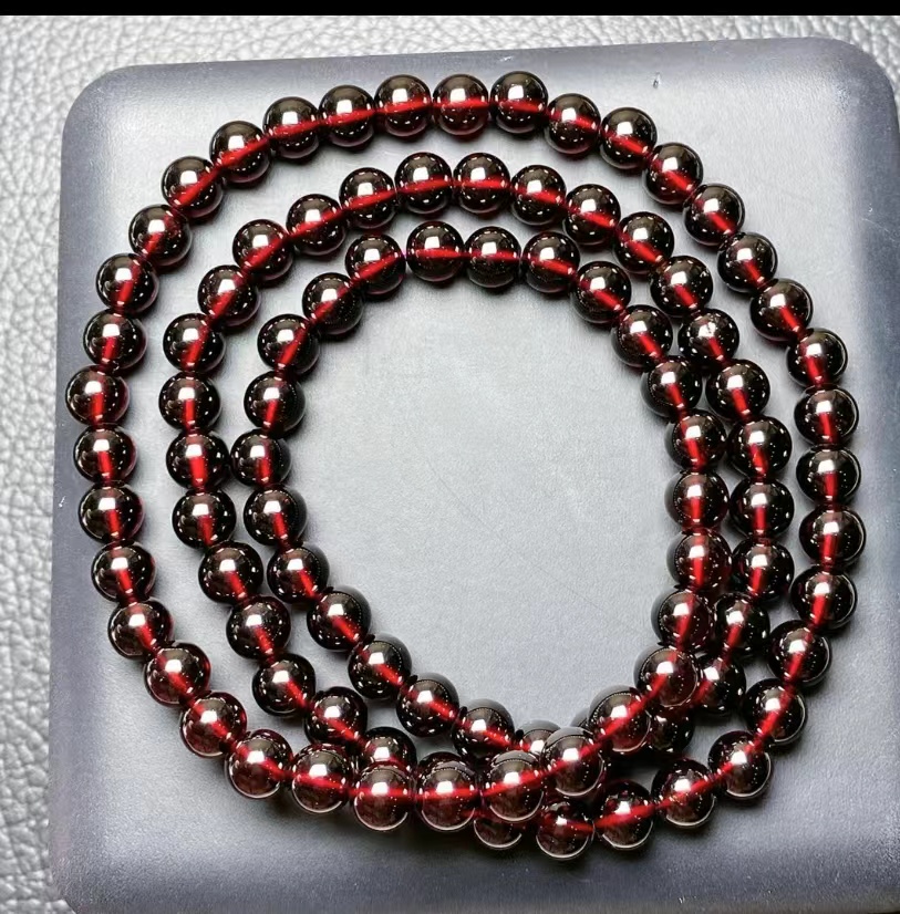 天然石榴石6MM三圈高品