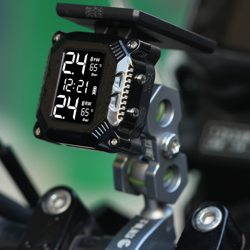 灯昕摩托车电动车外置高精度胎压监测仪 防盗太阳能充电监测仪