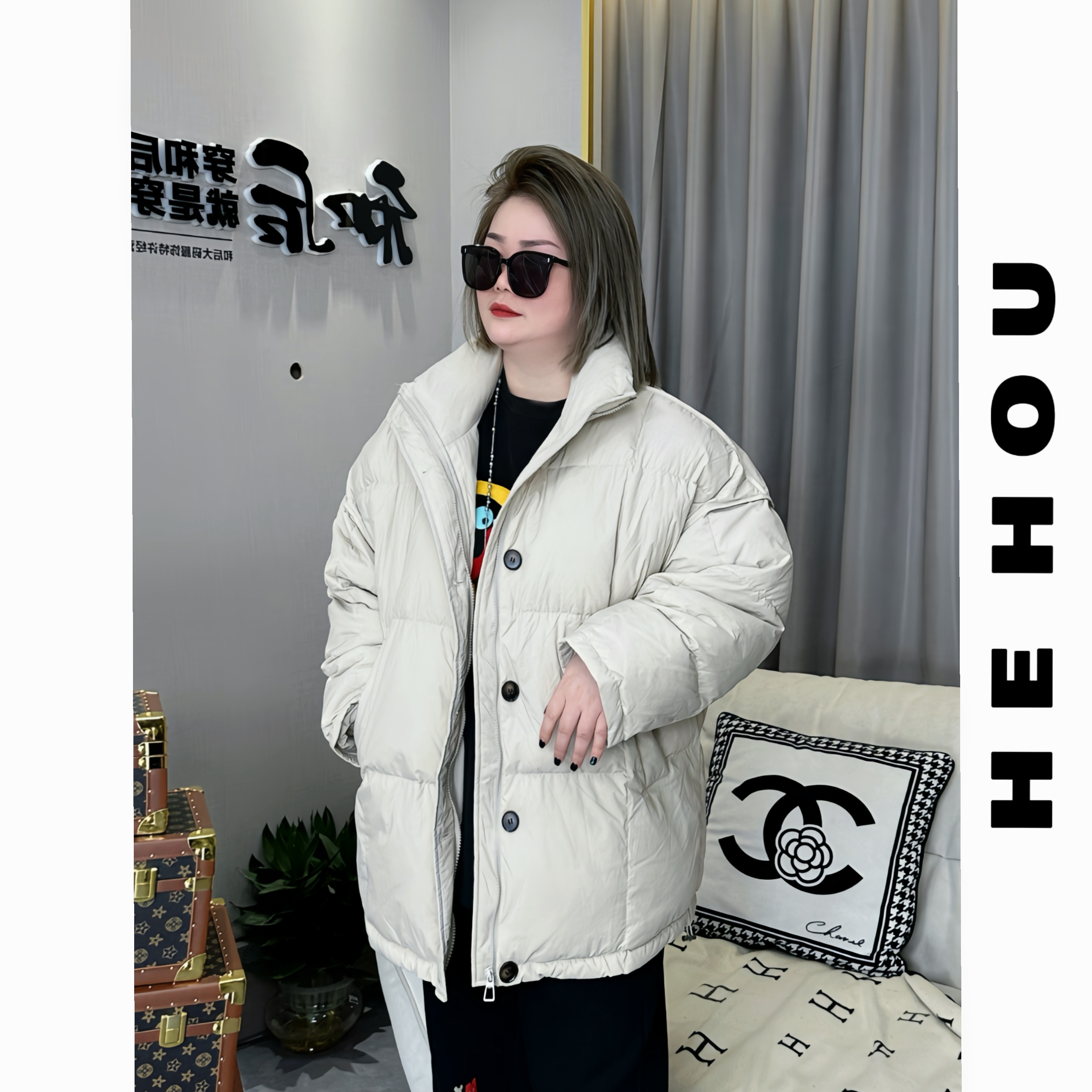 52242 和后大码 冬季羽绒服长短款大码宽松百搭潮流潮流羽绒服