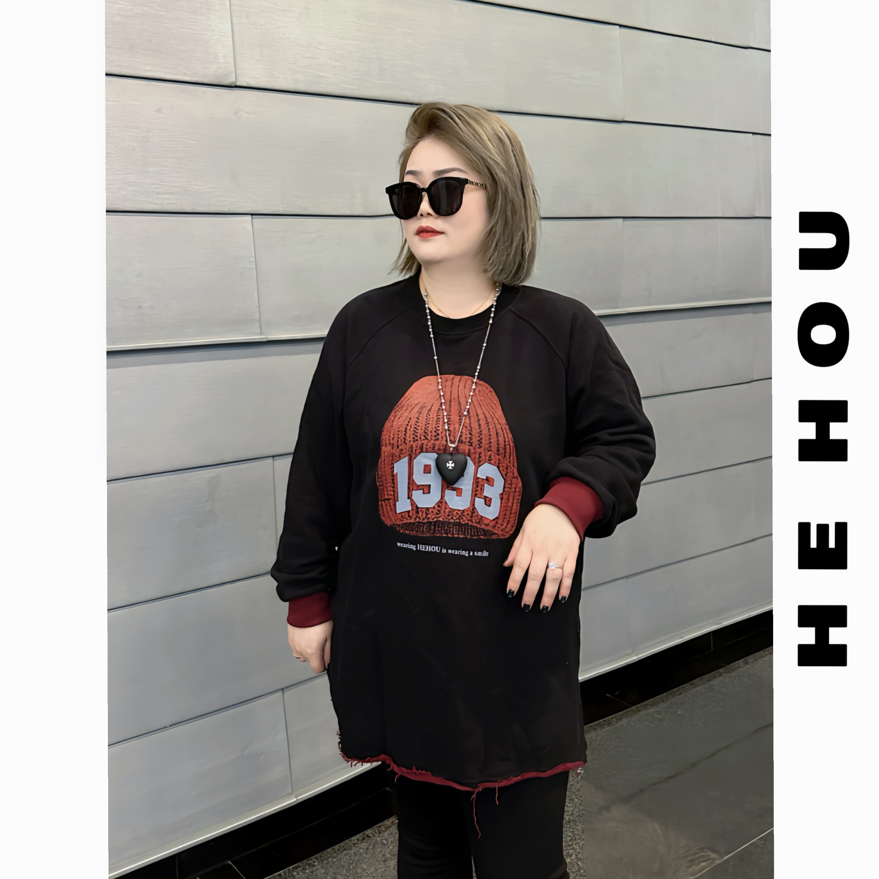 52234 和后大码 冬季显瘦百搭卫衣时尚宽松百搭潮流卫衣