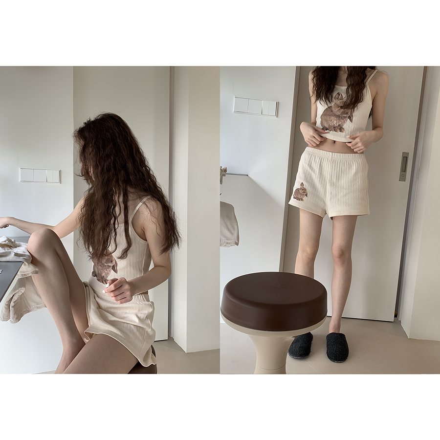 【清仓】Hellooo Eat 杏色兔子印花家居服套装EM1240、EM1241