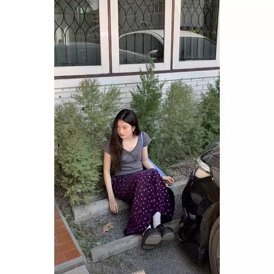 Hellooo Eat 碎花灯芯绒半身裙EM0477