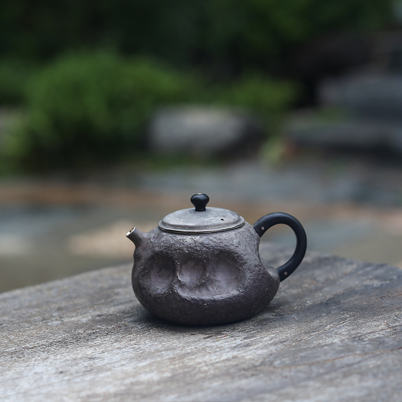 银壶足银999泡茶壶纯手工一张打日式银茶具一体壶茶器泡茶壶 圆缺