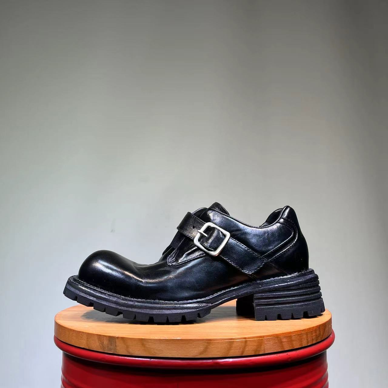 2024英伦风男士新款厚底增高男皮鞋固特异手工缝线走秀男皮鞋