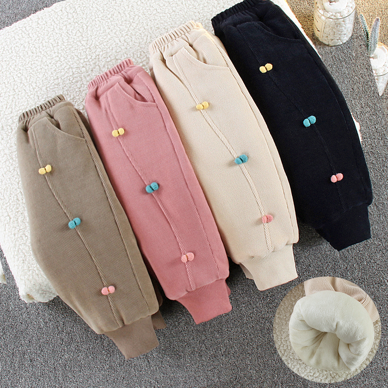 儿童加绒裤子秋冬款洋气保暖裤婴儿宝宝外穿长裤女童棉裤加厚冬季