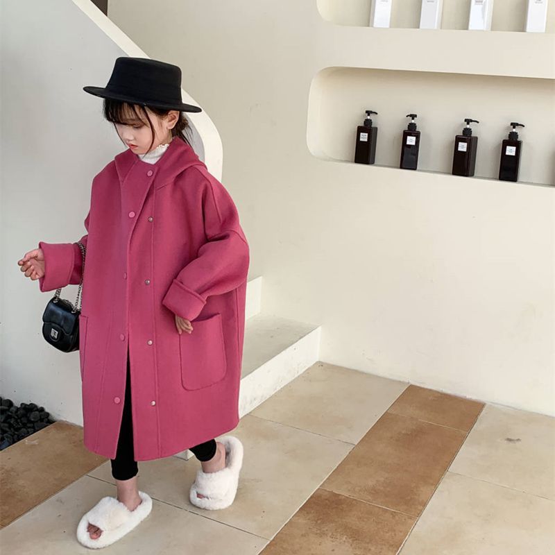 儿童大衣2024秋冬新款男女童装羊毛呢中长款春季