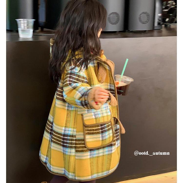 女童毛呢外套2024冬季新款中小童女童大衣风衣宝宝呢子大衣中长款