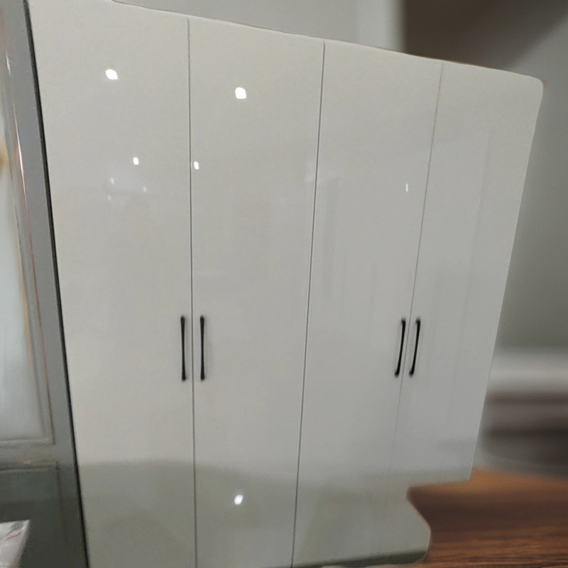 高光门板实木白色客厅阳台简约颗粒板板材衣柜家用储物柜雪宝板材