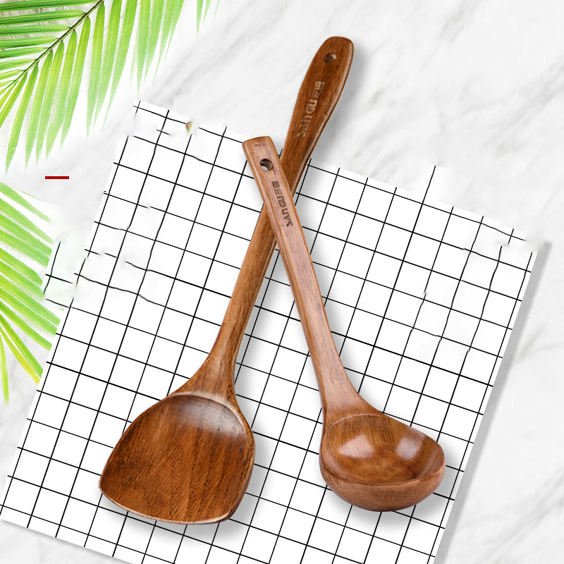 三固木铲子炒菜长柄木锅铲不粘锅木汤勺子厨房炒菜用的铲子懒人铲