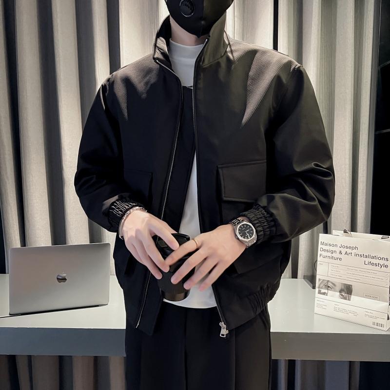 黑色立领痞帅夹克外套男春秋款2023新款轻熟风高级感工装潮牌衣服