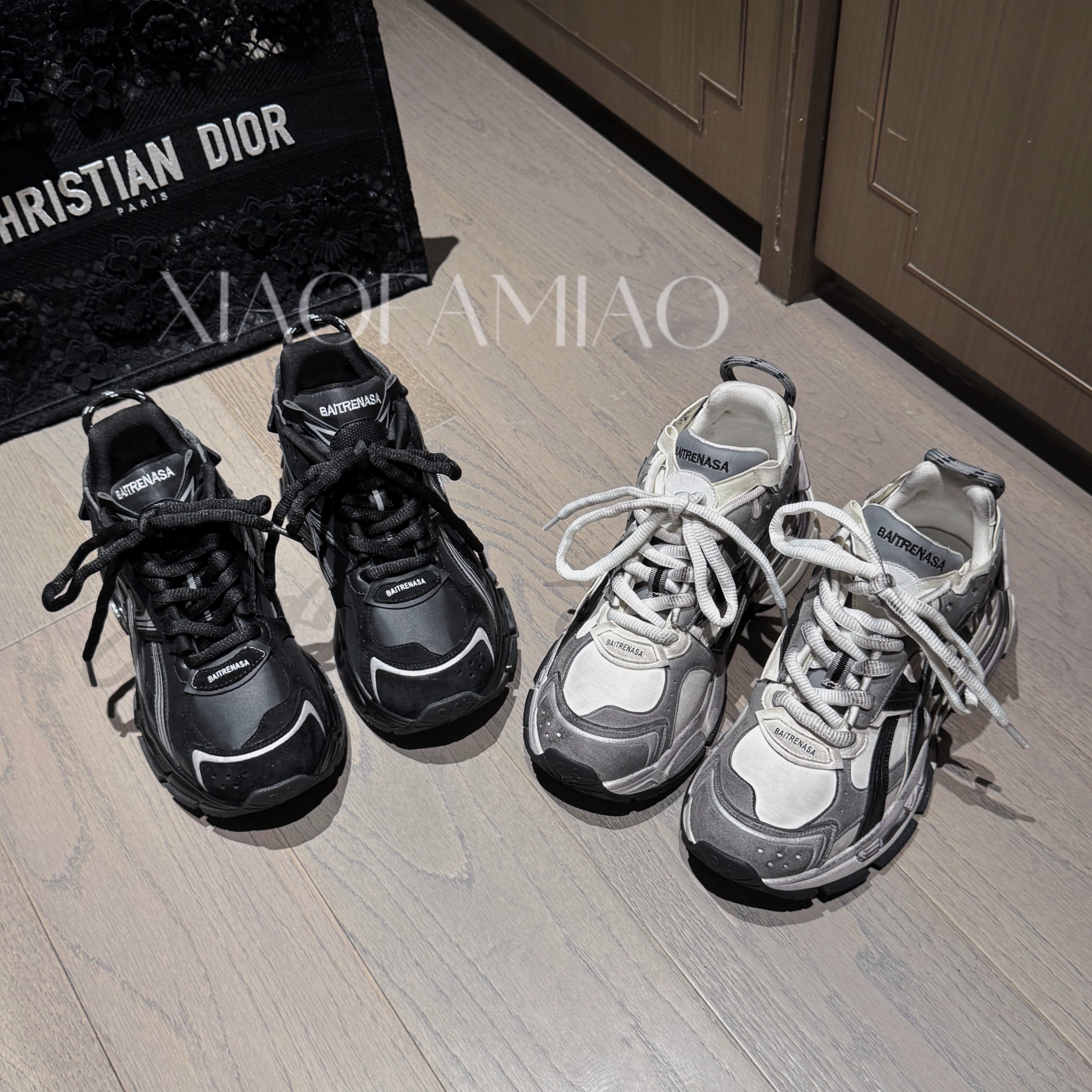 小发喵高定轻奢潮流韩版拼色擦色百搭ins老爹鞋