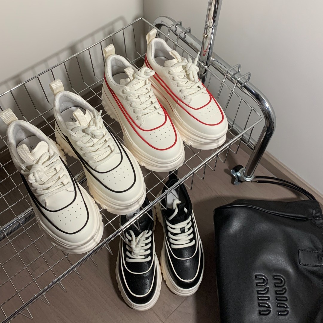 小发喵系带圆头经典款百搭松糕厚底时尚休闲鞋