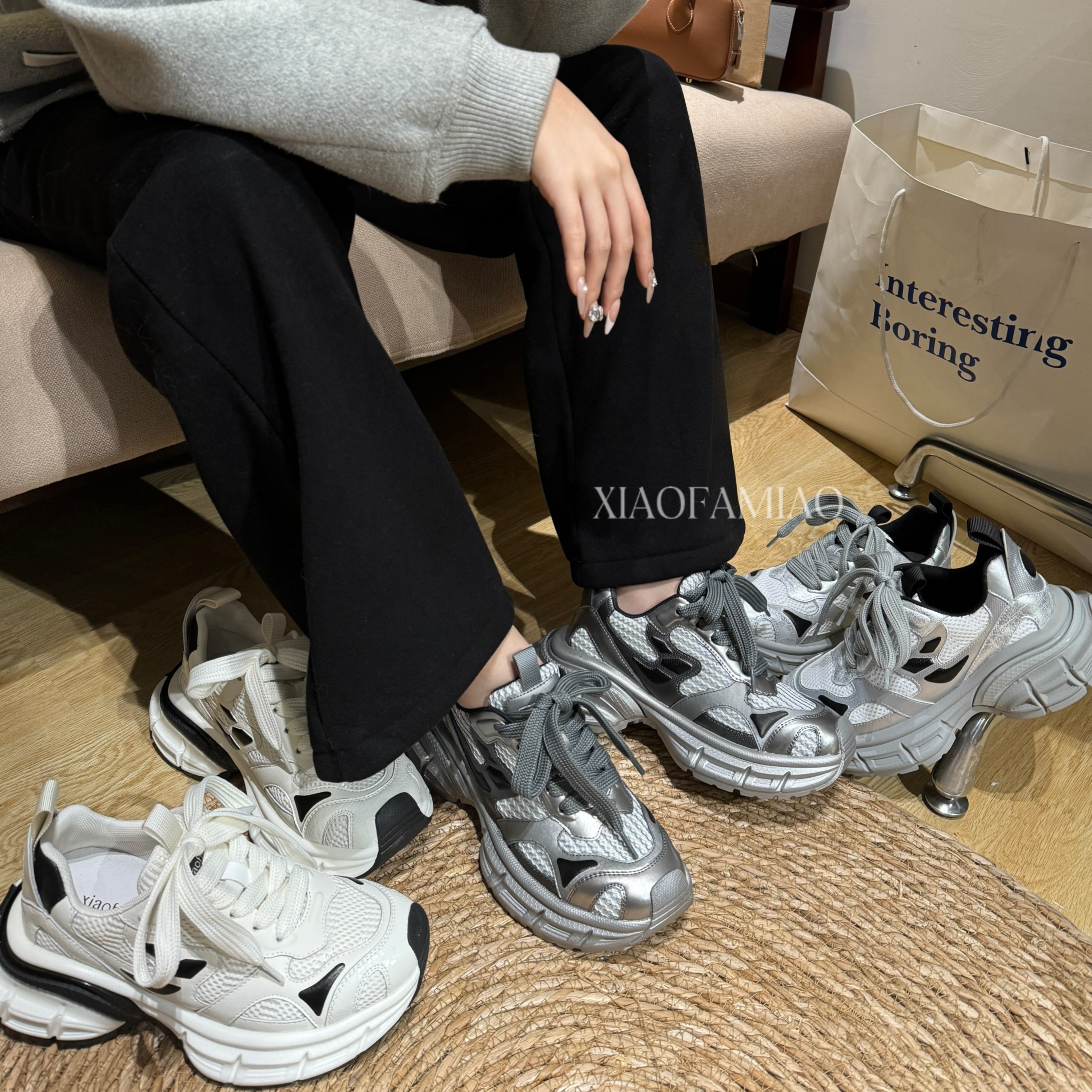 小发喵休闲百搭网面透气厚底ins韩版运动老爹鞋