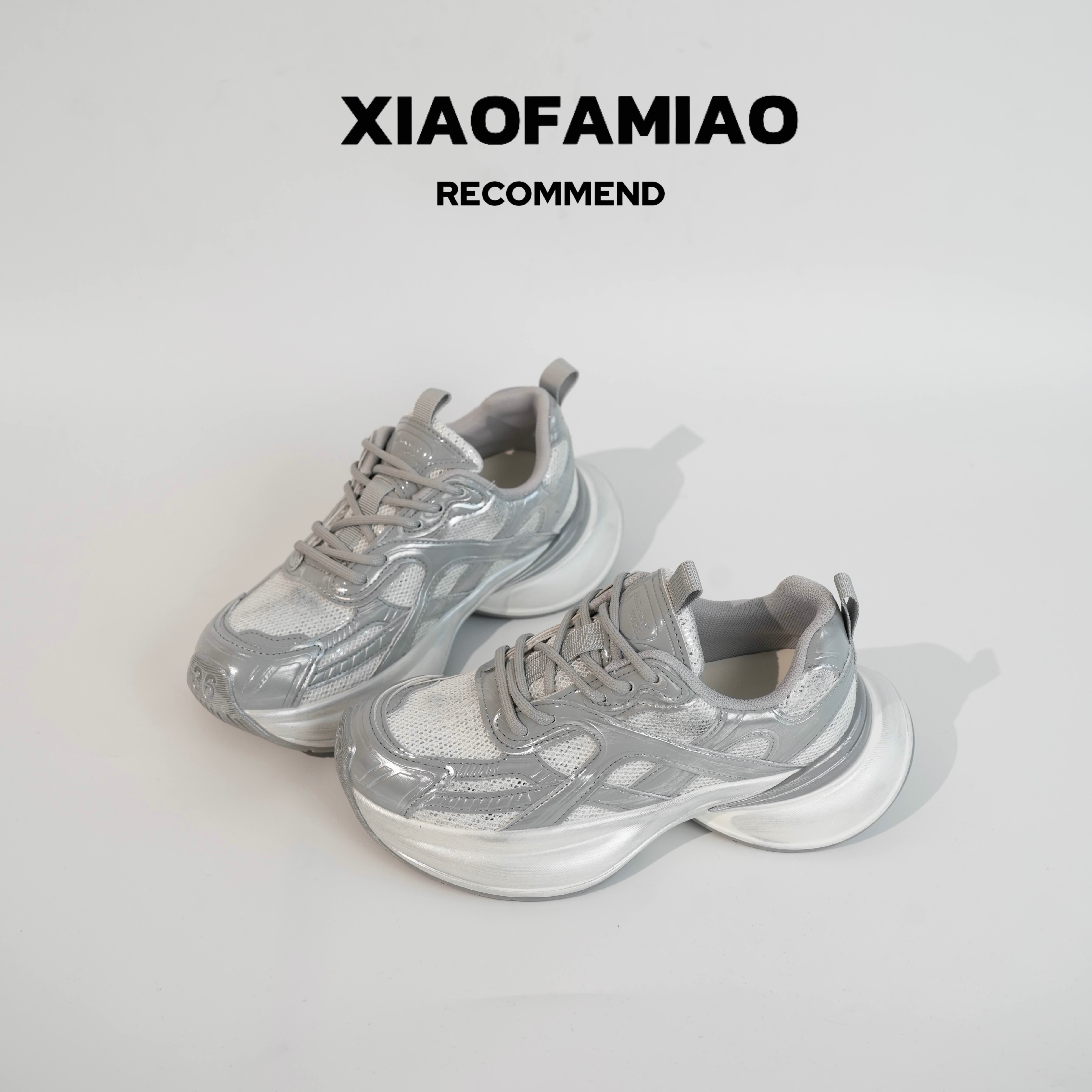 小发喵手绘擦色网面透气时尚休闲百搭厚底运动老爹鞋