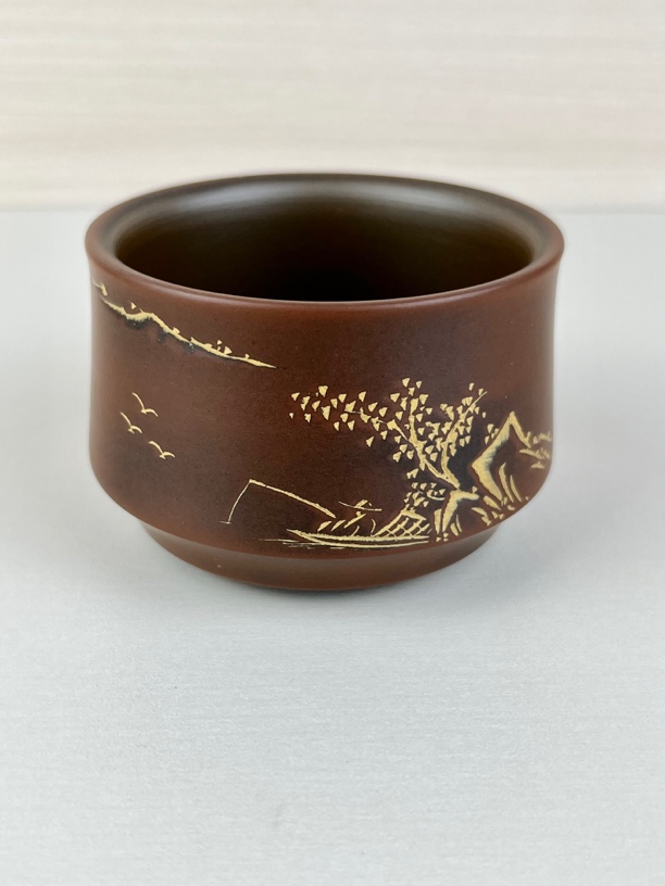 钦州坭兴陶－手工杯－山水刻绘－品茗杯－客杯80cc