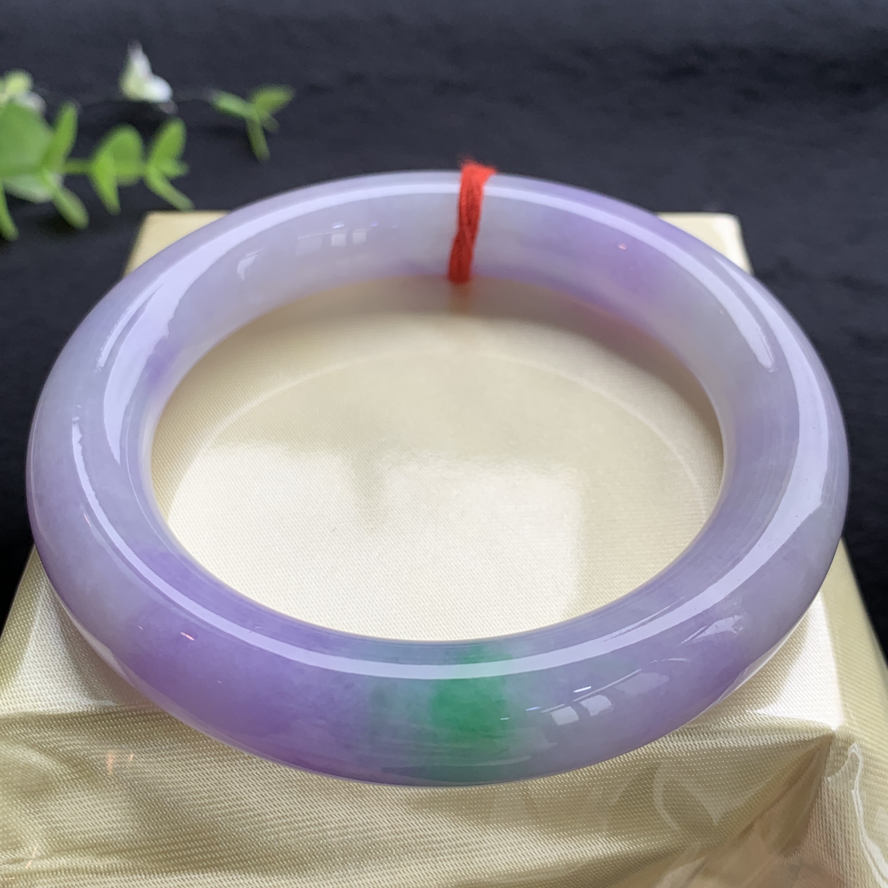 冰种A货缅甸天然紫罗兰春彩翡翠圆条编号-7241 尺寸58