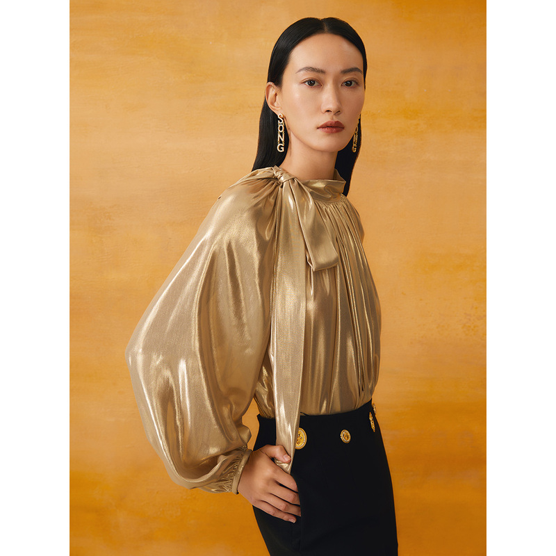 Song of Song/歌中歌气质长袖轻奢时尚黑色春季女上衣5C34130020