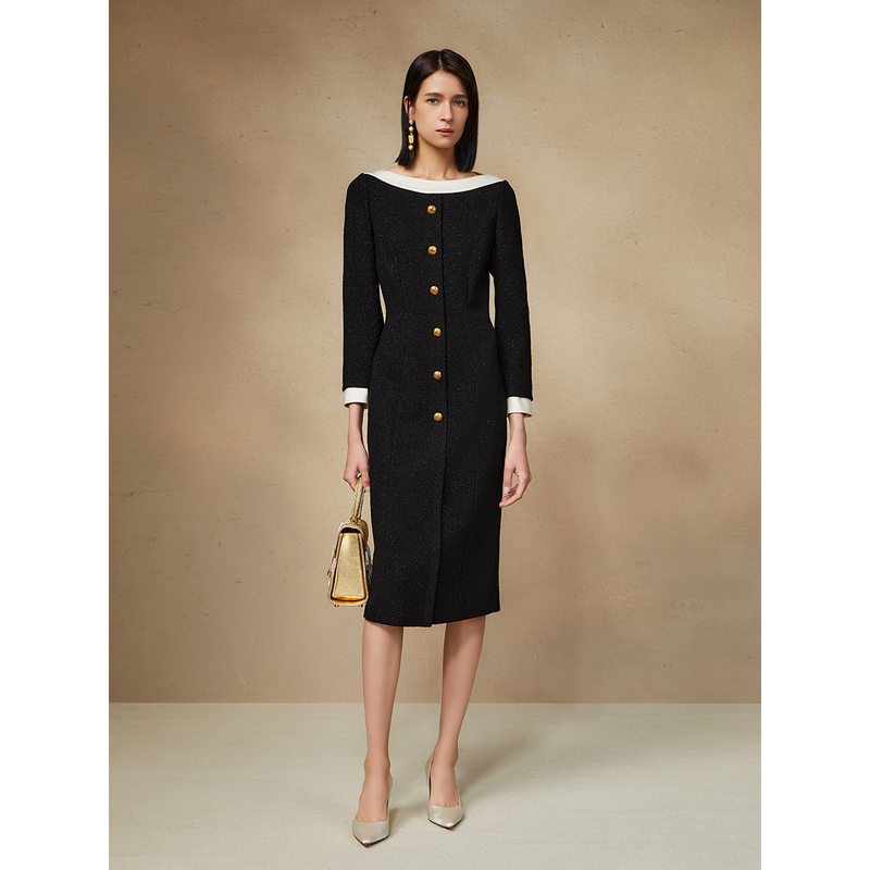 Song of Song/歌中歌黑白拼色高级连衣裙5C34505340