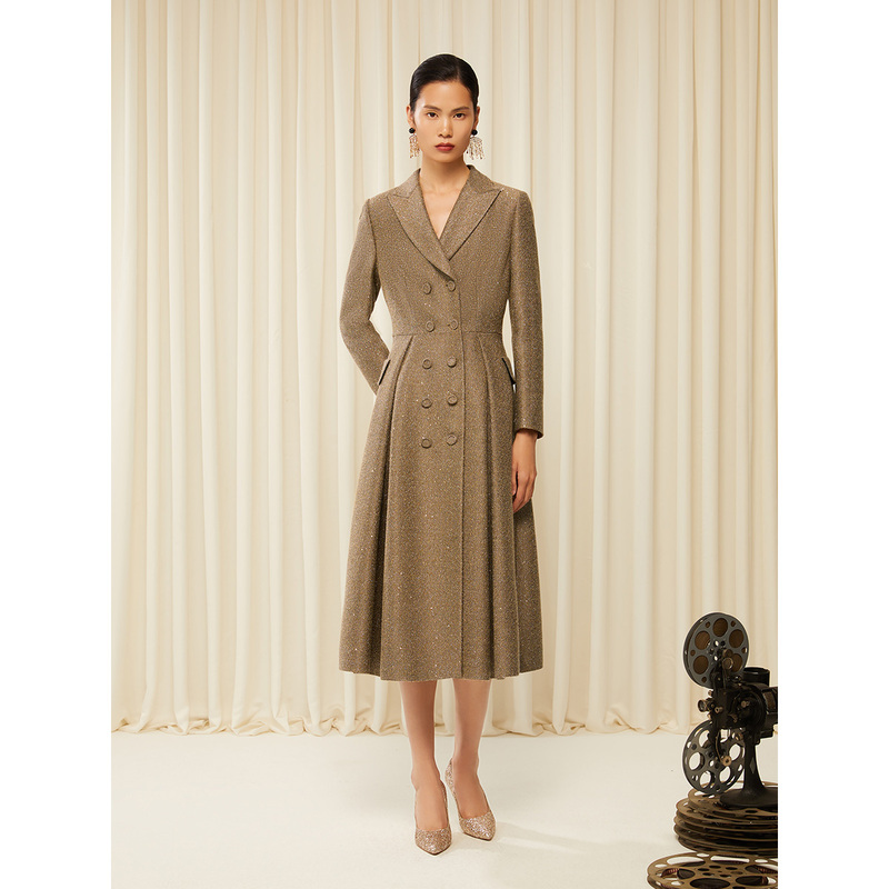 Song of Song/歌中歌气质长袖轻奢复古收腰毛呢外套5C33580035