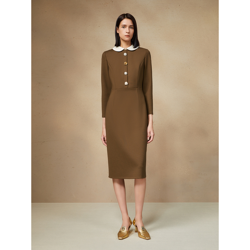 Song of Song/歌中歌显瘦气质长袖针织时尚复古连衣裙5C34505540