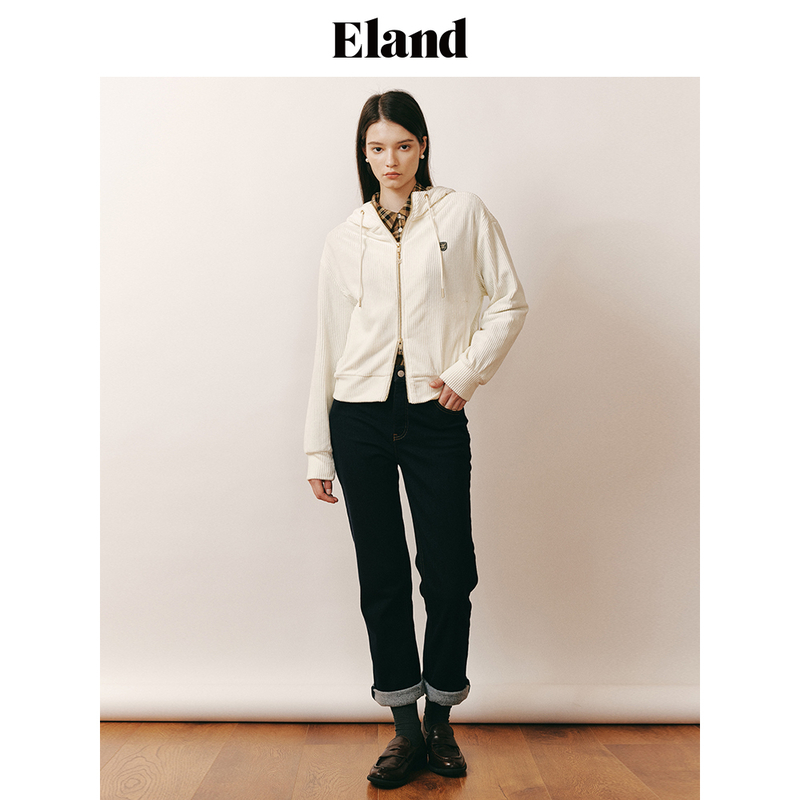 Eland衣恋热力感卫衣女宽松美式复古灯芯绒休闲外套 EEMTD4TR04