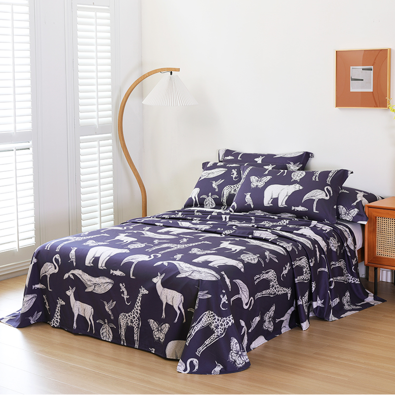 山东魏桥嘉嘉家纺高支高密竹纤维棉床单活性印染零碳环保技术印花