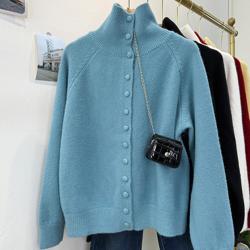 别致小众毛衣开衫外套秋冬时髦简约轻奢高品质单排扣设计感上衣女