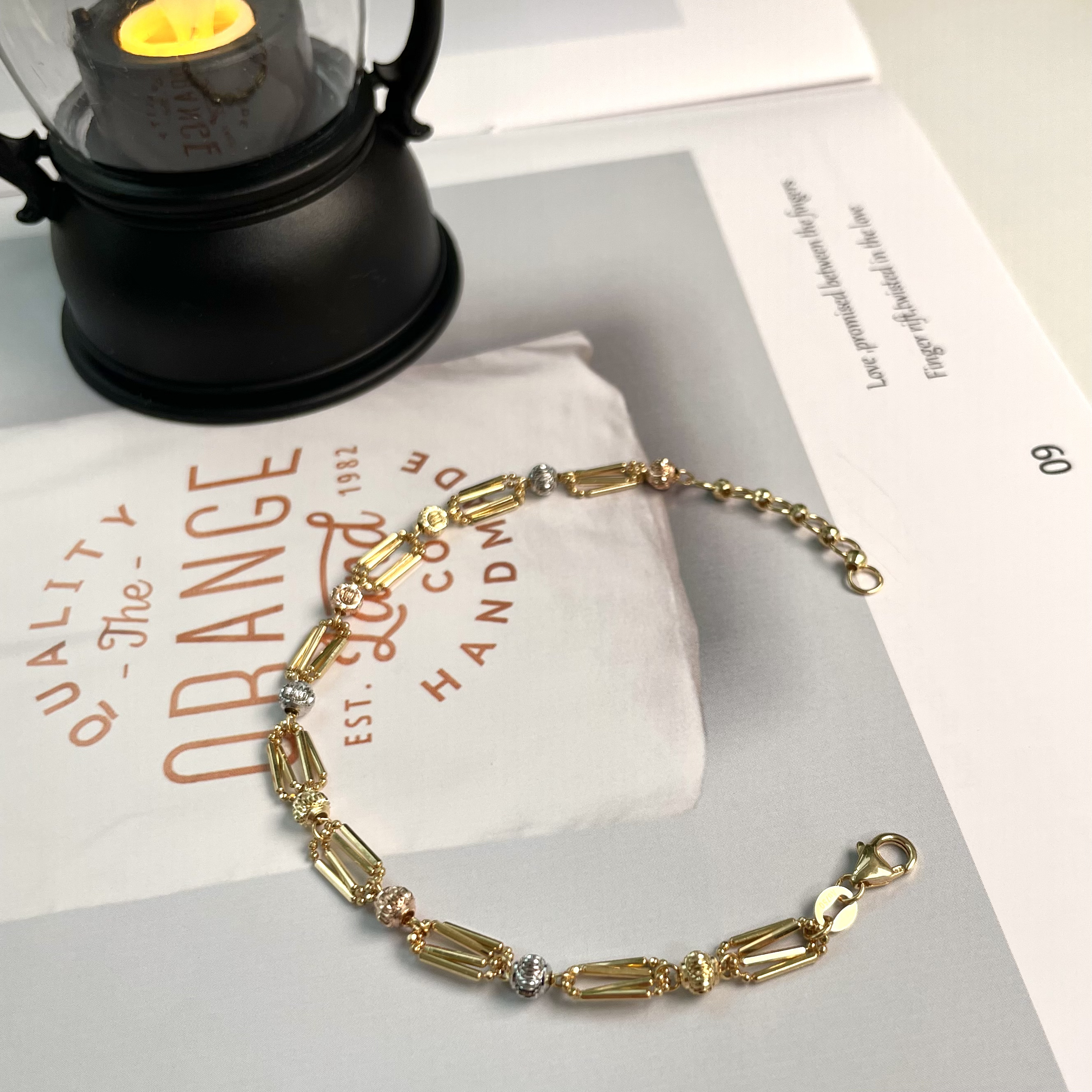 【美控MK】18K三色双卡手链时尚欧美金色多退少补多样性发其一