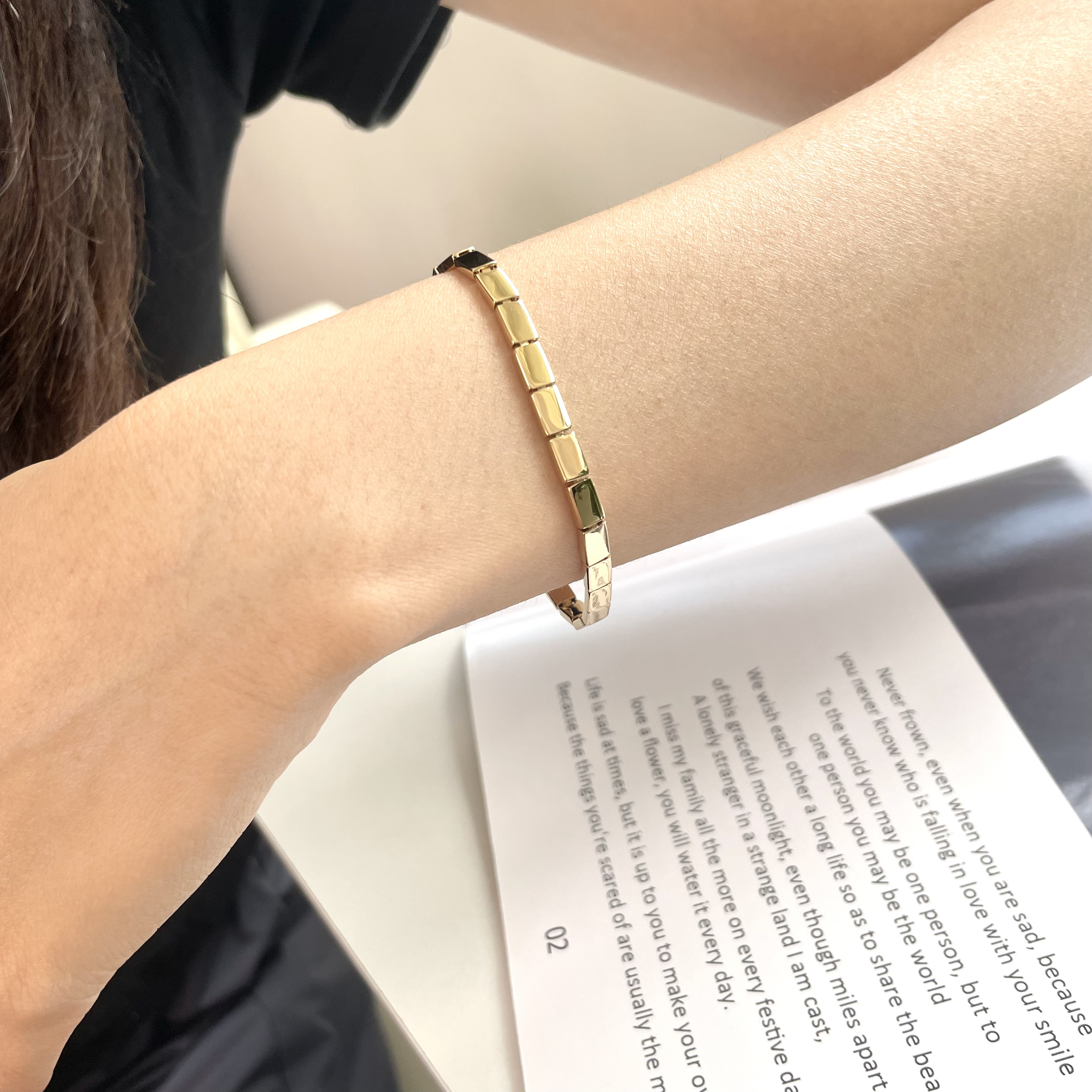 【美控MK】18K金方块高光手链/高级气质时尚/多样性发其一多退少补