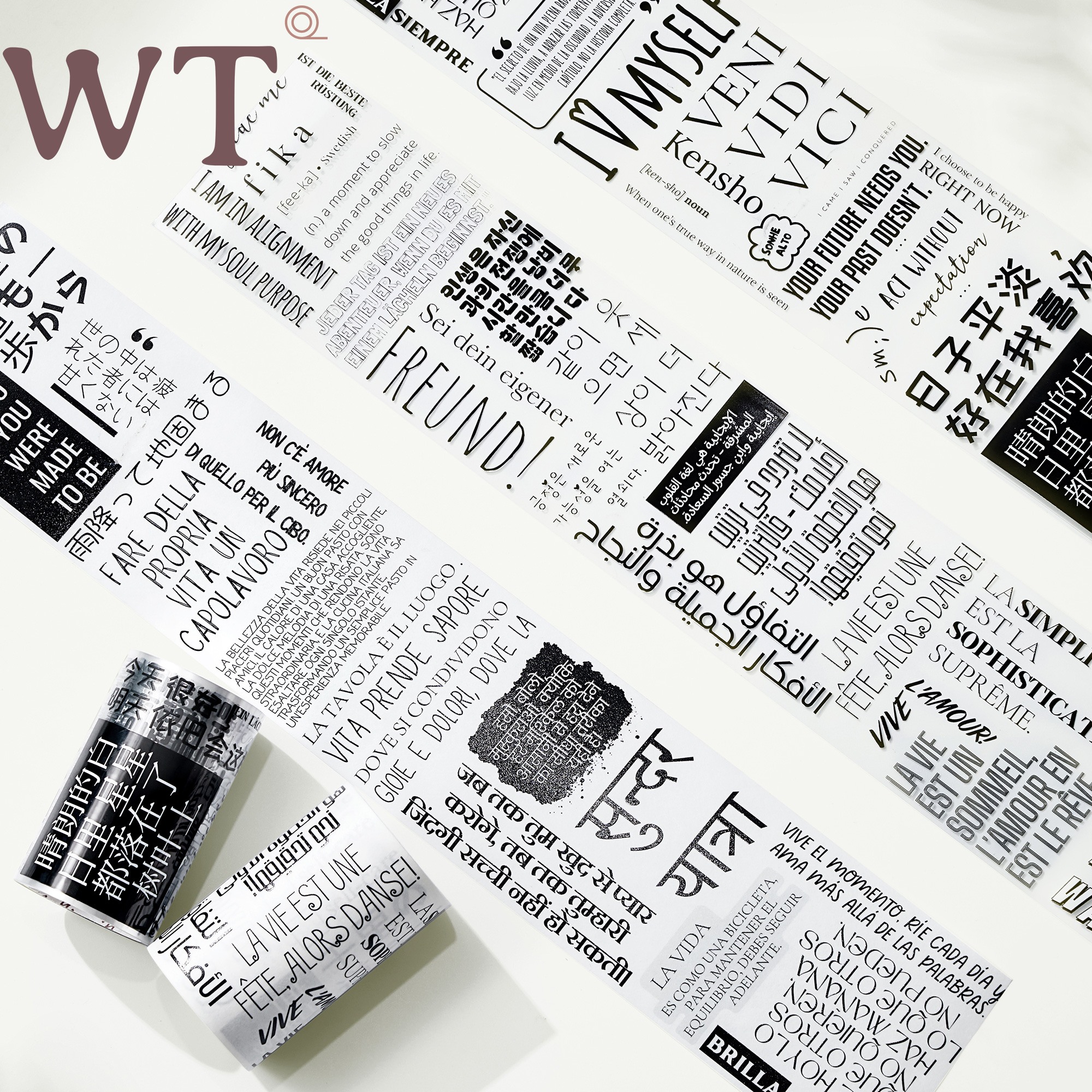 WT原创胶带 随想录 文字地图复古手帐胶带和纸PET百搭装饰Ins风