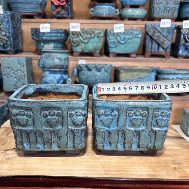 花盆长方盆熊爪盆青铜粗陶透气老桩 内口径10×9 高11 两个盆价格