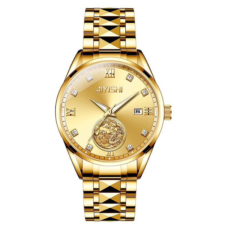 瑞士高奢{双龙戏珠}全自动真金男女同款腕表2080-GWX