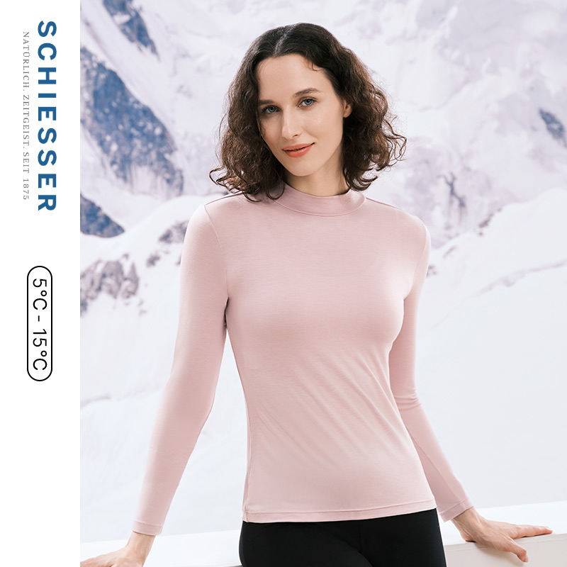 SCHIESSER舒雅秋冬新品女3A抗菌抑菌防螨肌底衣半高领保暖上衣