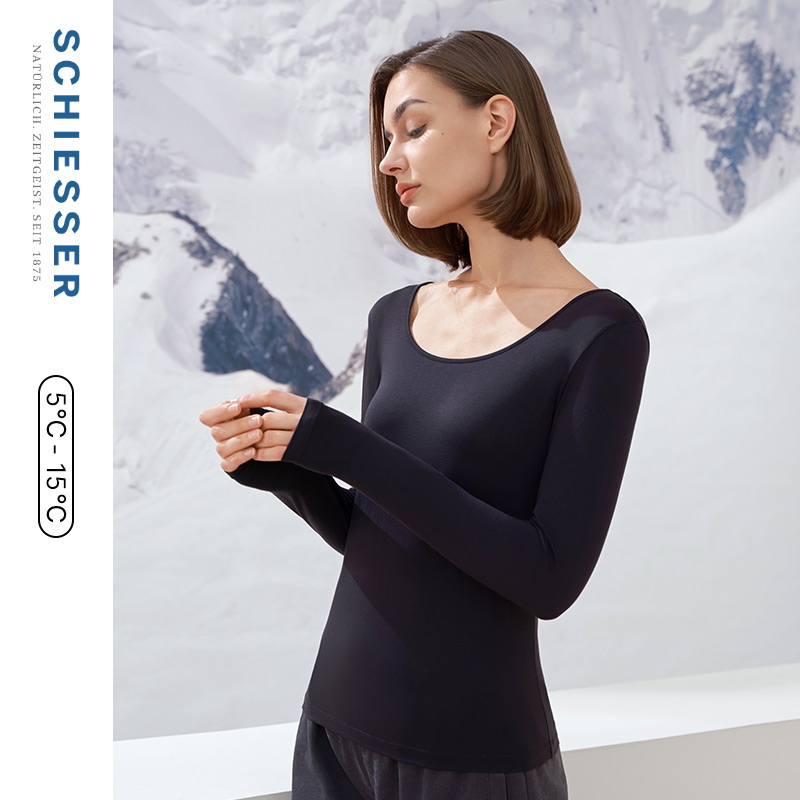 SCHIESSER舒雅秋冬新品女士3A抗菌抑菌防螨肌底衣圆领保暖上衣