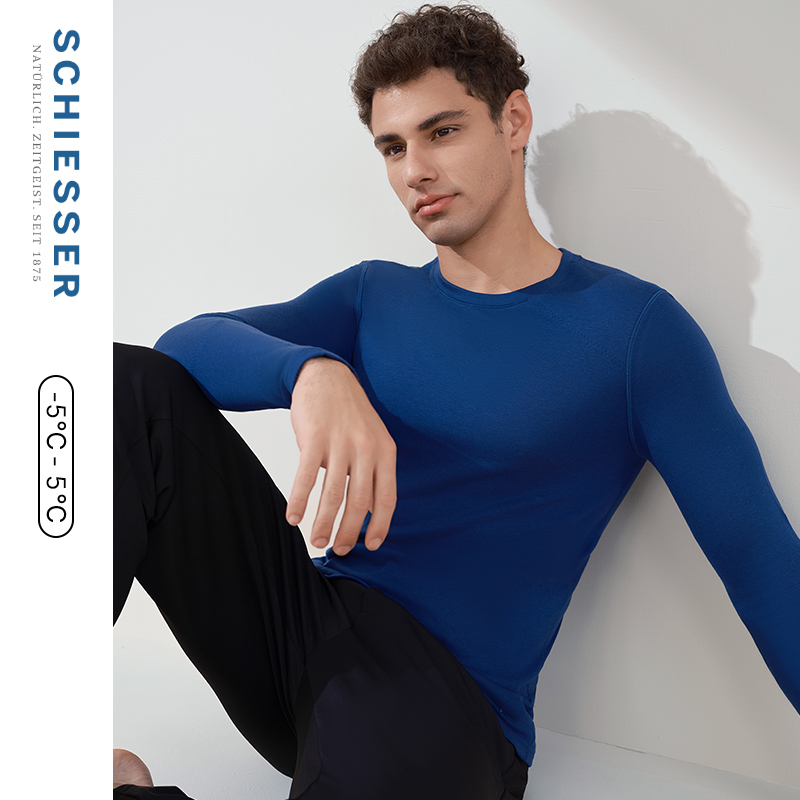 SCHIESSER舒雅秋新品男士阿米诺Plus含羊毛秋衣保暖上衣