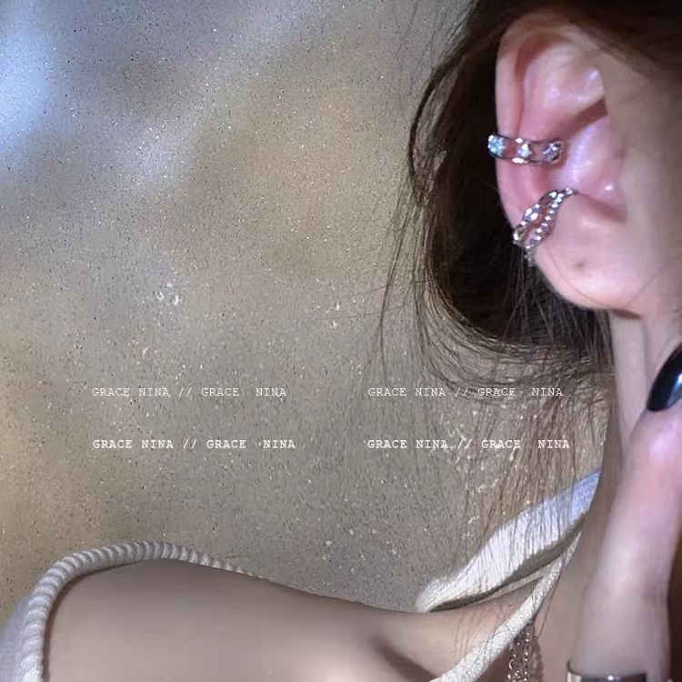 钛钢耳饰 不对称链条耳骨夹小众设计感耳夹无耳洞女耳环冷淡风X