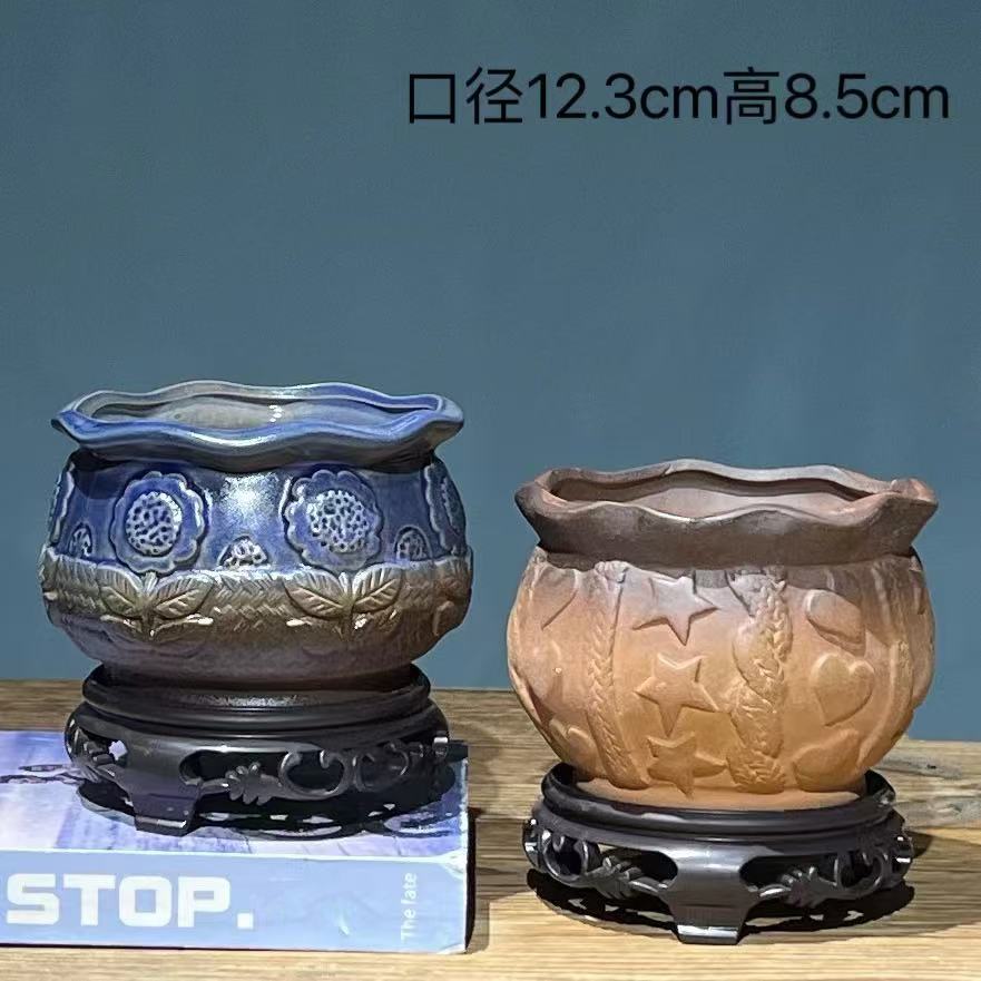 多肉花盆陶瓷透气粗陶法师老桩盆大口径创意肉肉小花盆