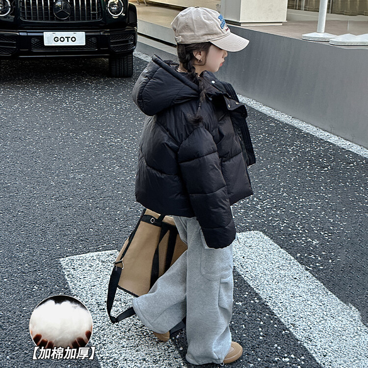 女童棉衣冬季新款中大童洋气加厚保暖夹棉外套女孩冬装面包服