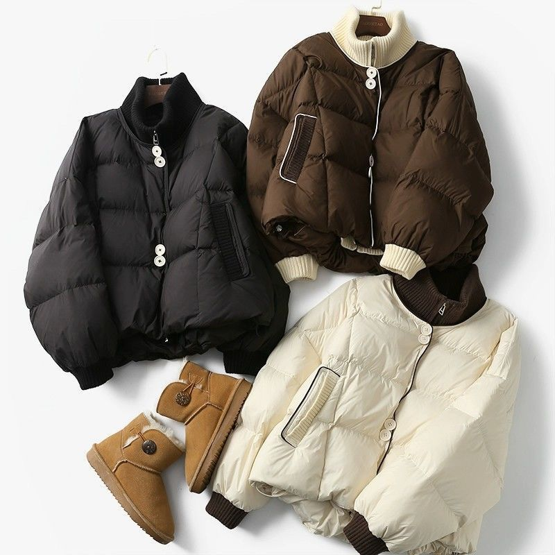 冬季新款胖MM韩版休闲显瘦立领棉服女宽松大码加厚保暖面包服外套