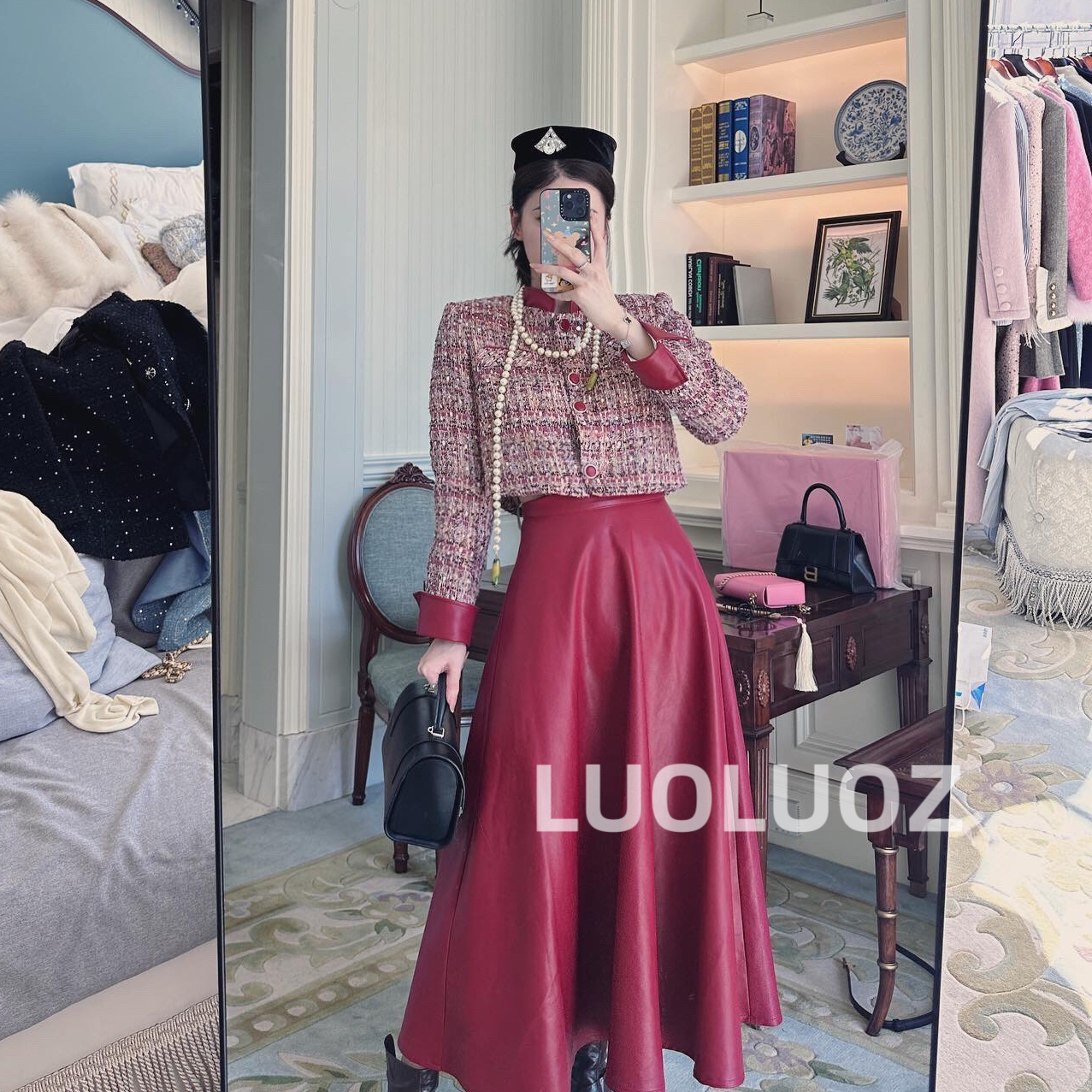 【现货】LUOLUOZ【月落星辰】白鸭羽绒短外套＋半身长裙两件套DL038