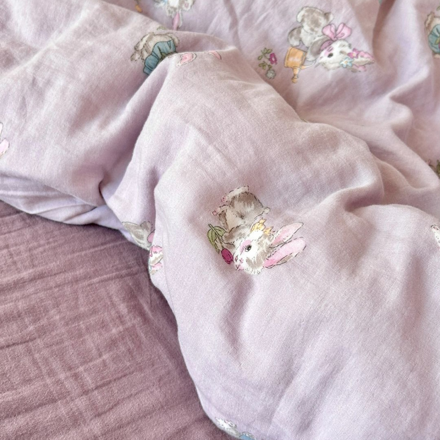 妮可兔A类全棉有氧双层纱床单床笠妮可兔新款床单可配三四件套