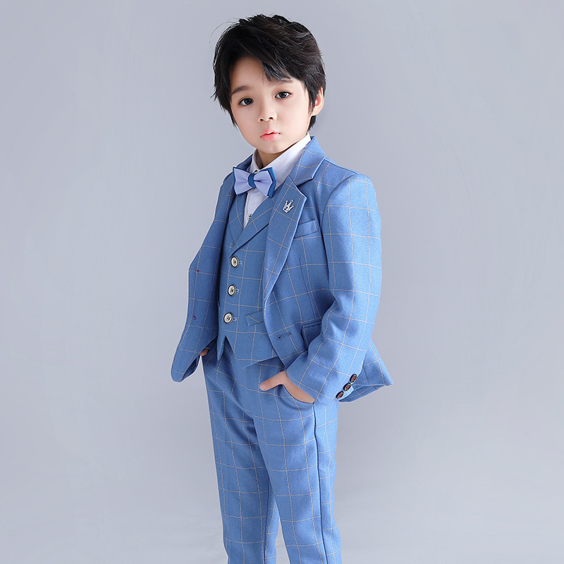 夏季男孩小西装帅气男童生日礼服宝宝夏季主持人服装儿童马甲套装