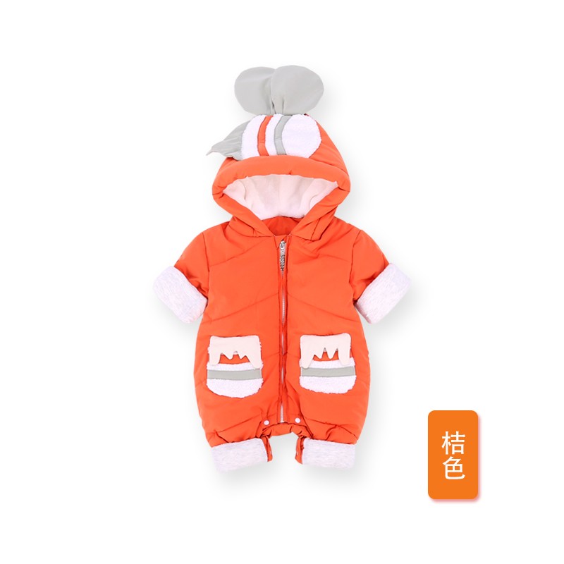 婴幼儿棉花抱服个性连体衣萝卜果+复杂口袋加厚冬季棉衣