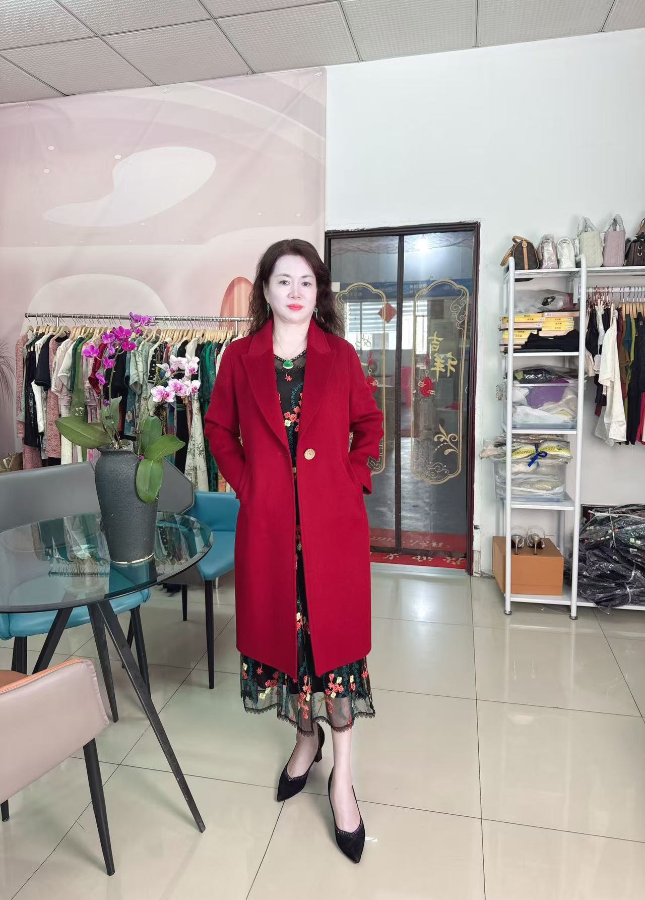 2025冬季新款高端气质奢华双面羊绒保暖百搭秋冬外套ins红色轻奢