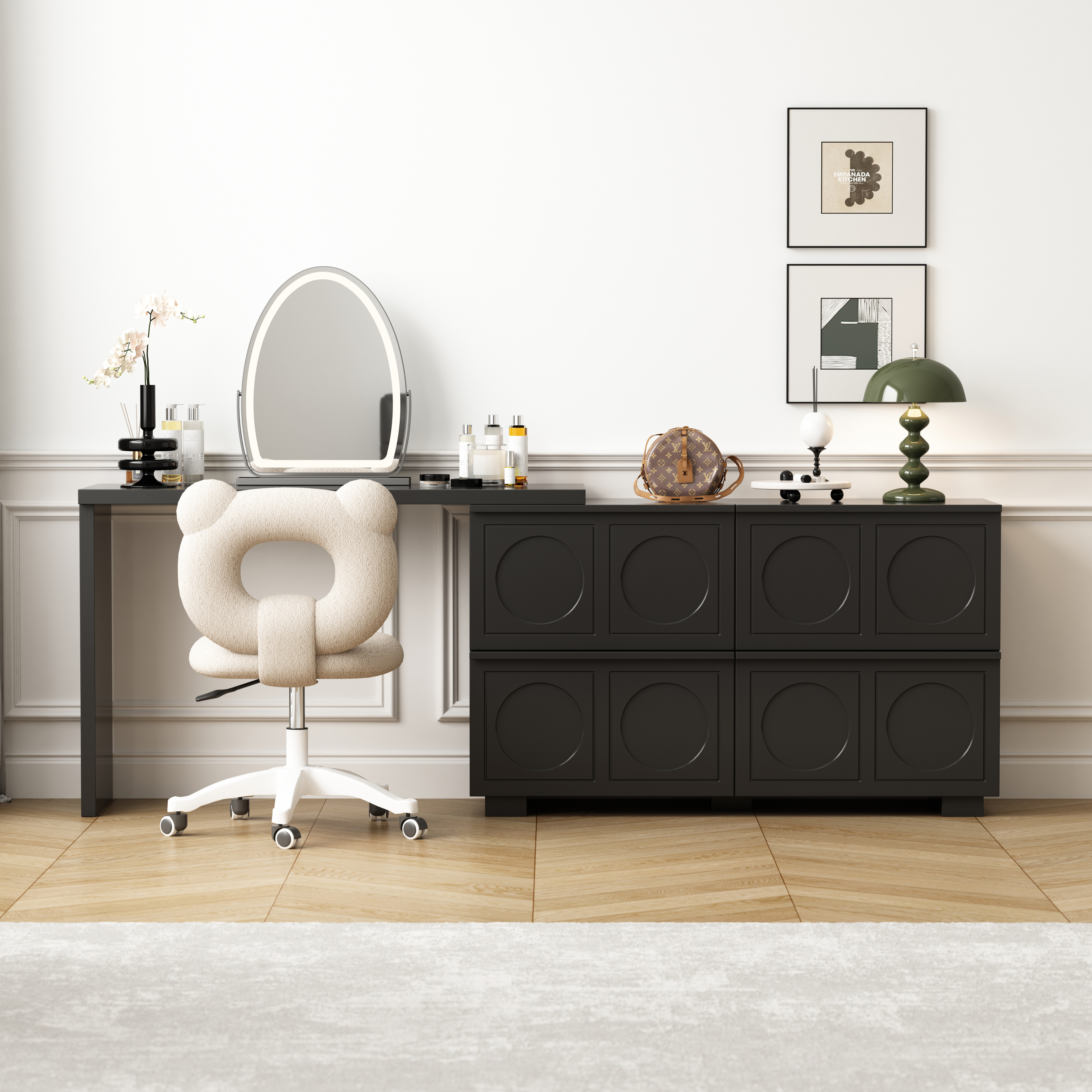 【天府佳居】意式奶油风轻奢风斗柜梳妆台极简风卧室两斗柜四斗柜