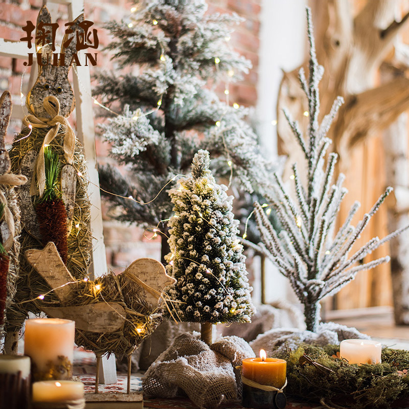 掬涵雪景圣诞树节日装饰摆件雪松橱窗拍摄道具桌面地面美式乡村风