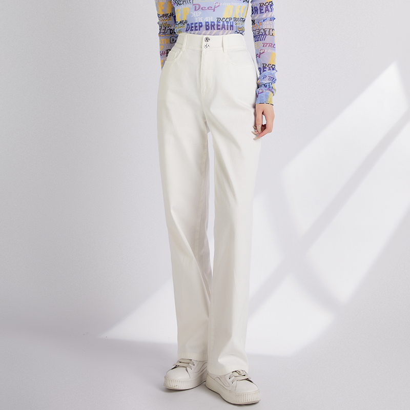 哥弟新款C位流量裤高腰两粒扣长裤丹宁风直筒显瘦休闲裤1100457